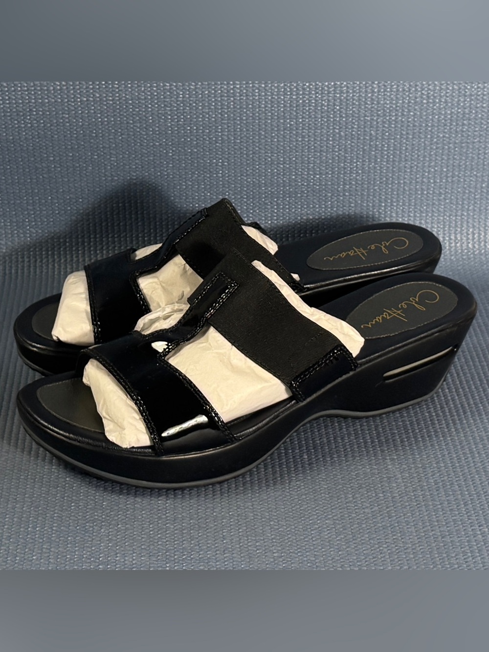 Cole Haan Air Soles Sandals Black Leather Slip On Women's Size 11